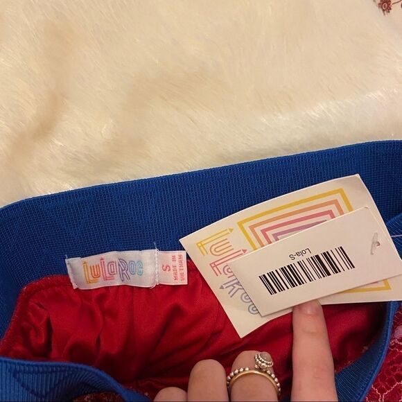 4 for $50 🎃 LuLaRoe NWT Lola Red and Blue Midi Skirt Womens Size Small - Picture 3 of 3